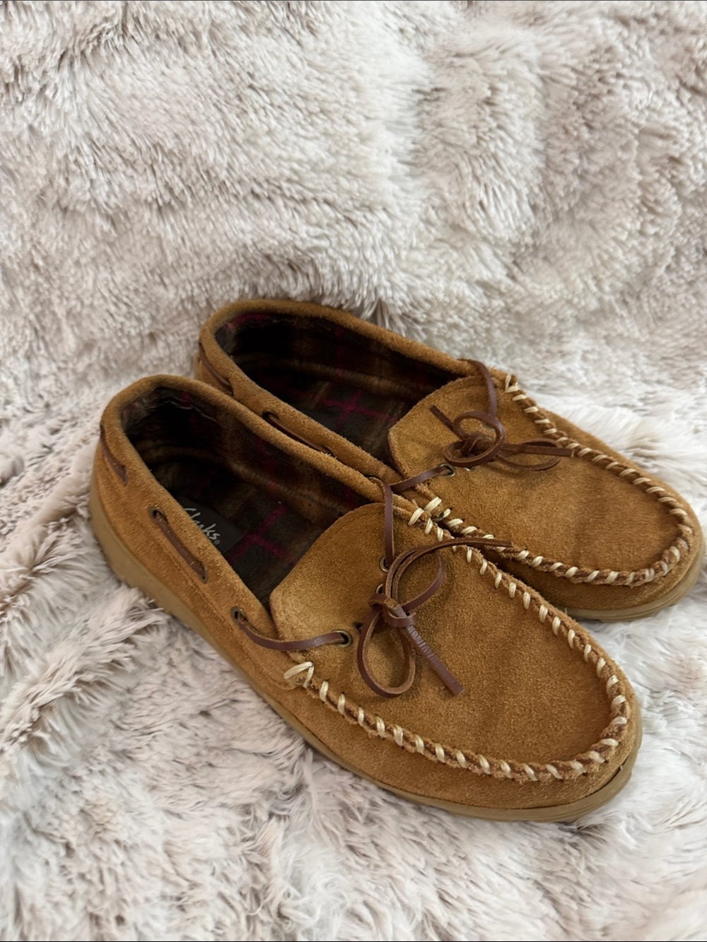 Clarks Men's Suede Moccasin Loafers in Camel Brown